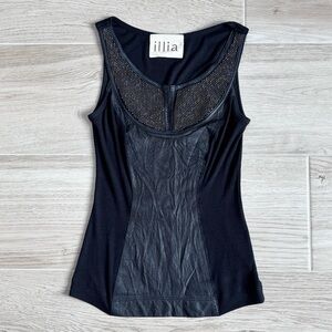 ILLIA Leather Sleeveless Black Studded Tank Top